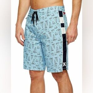 Hurley Men's Phantom JJF Maritime Boardshorts Size 34 Blue Surf Swim Trunks